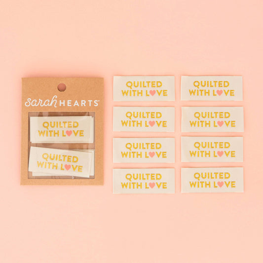 Quilted with Love Gold Woven Sewing Labels Tags
