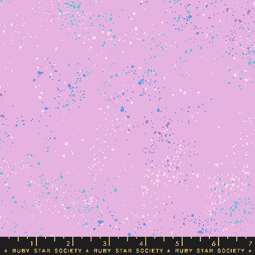 Purple fabric with blue and white speckles, Ruby Star Society label at the bottom.